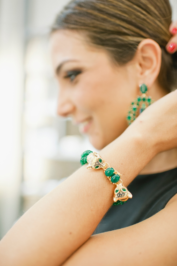 Pulseira Natália Chain Bella Ônix Verde e crisoprasio no banho de ouro 18k