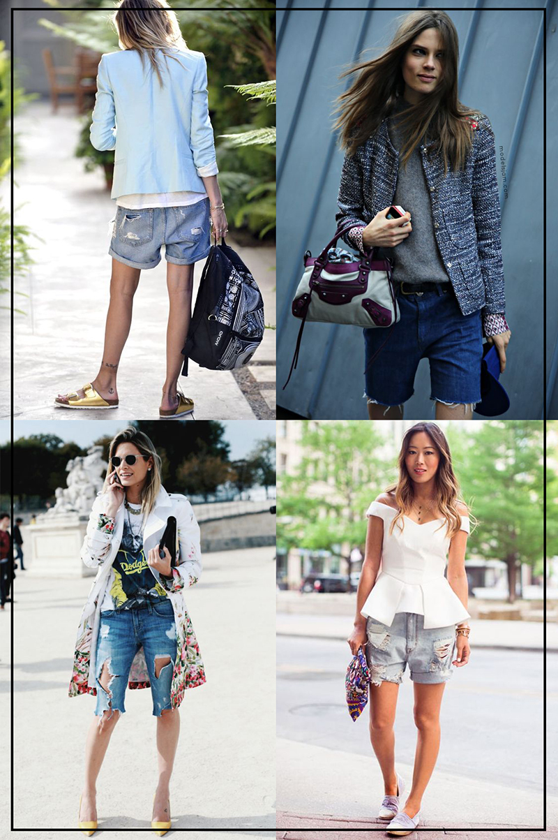 looks com bermuda jeans